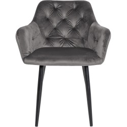 Silla de comedor Stanley, terciopelo, gris oscuro