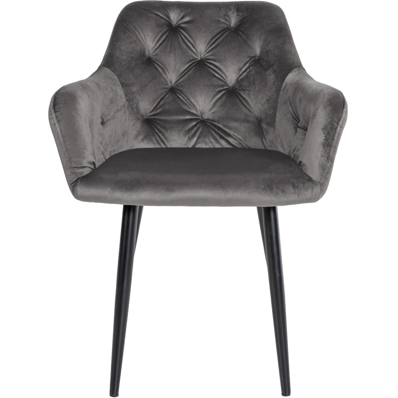 Silla de comedor Stanley, terciopelo, gris oscuro