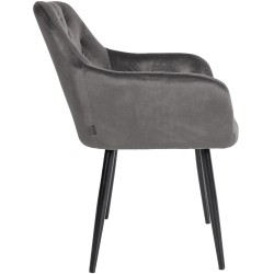 Silla de comedor Stanley, terciopelo, gris oscuro
