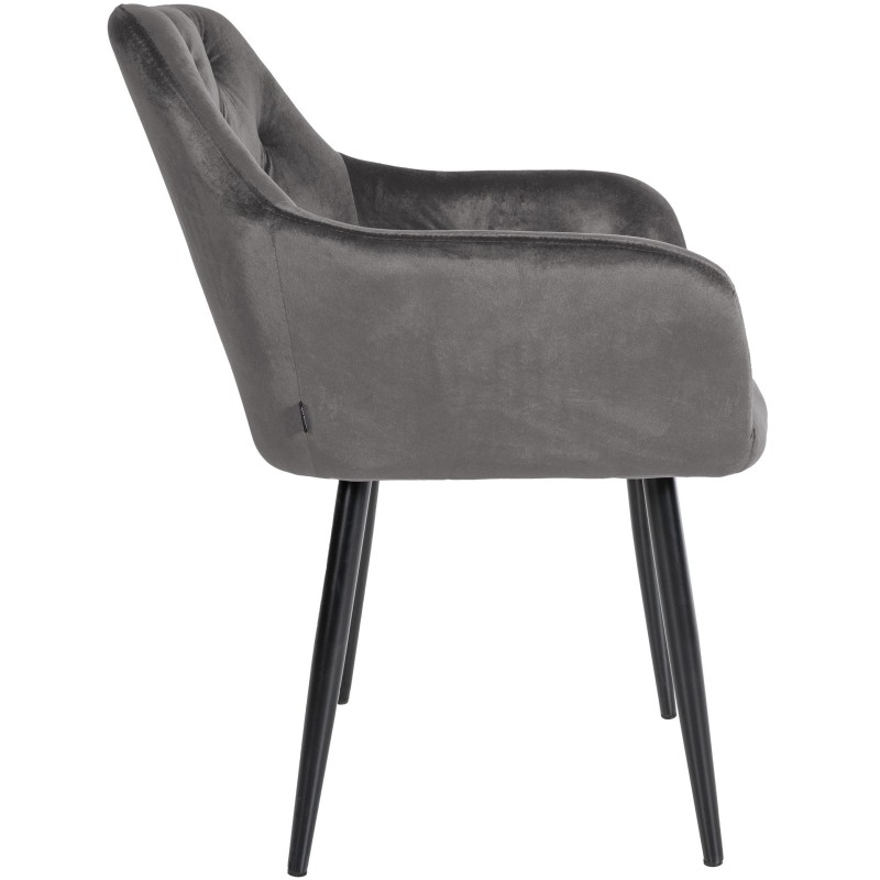 Silla de comedor Stanley, terciopelo, gris oscuro