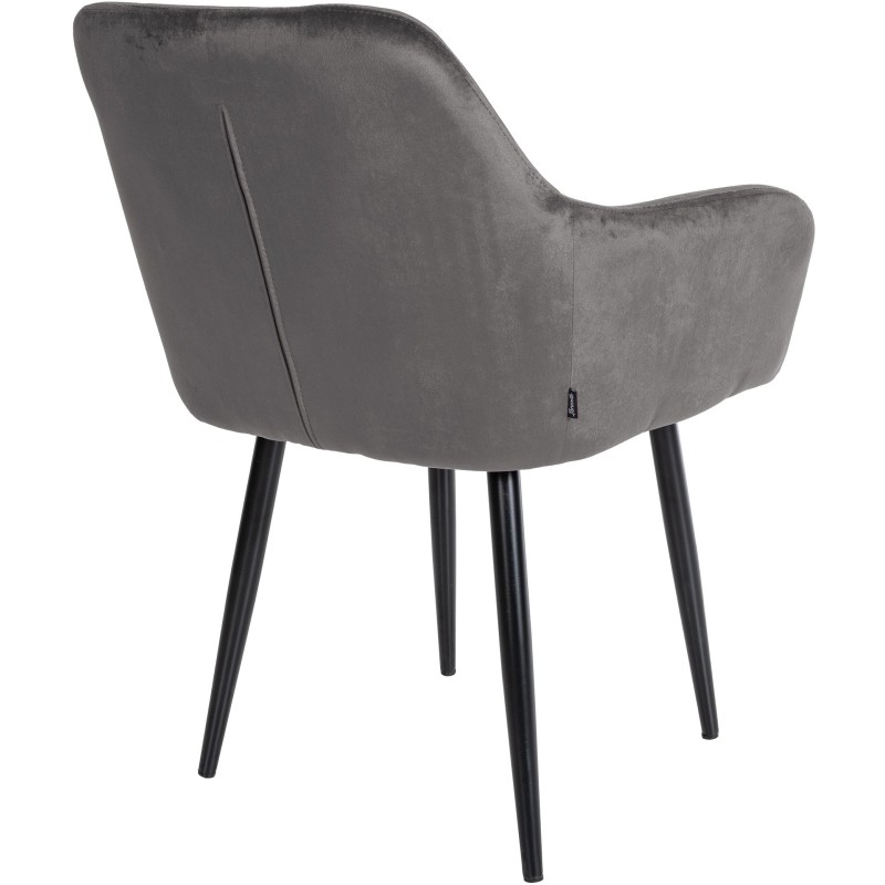 Silla de comedor Stanley, terciopelo, gris oscuro
