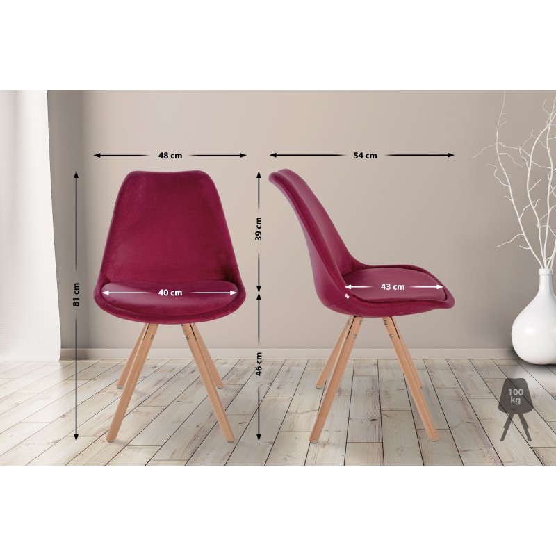 Sillón Sofía, terciopelo, redondo, burdeos