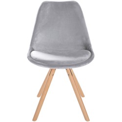 Sillón Sofía, de terciopelo, redondo, gris claro