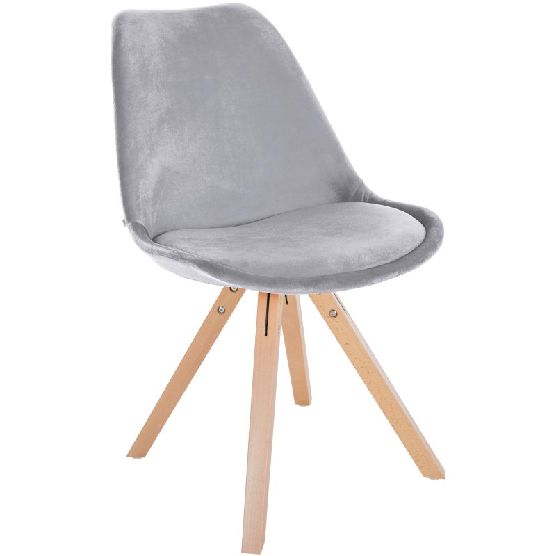 Sillón Sofía, terciopelo, cuadrado, gris claro