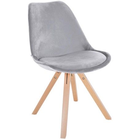 Sillón Sofía, terciopelo, cuadrado, gris claro