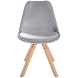 Sillón Sofía, terciopelo, cuadrado, gris claro