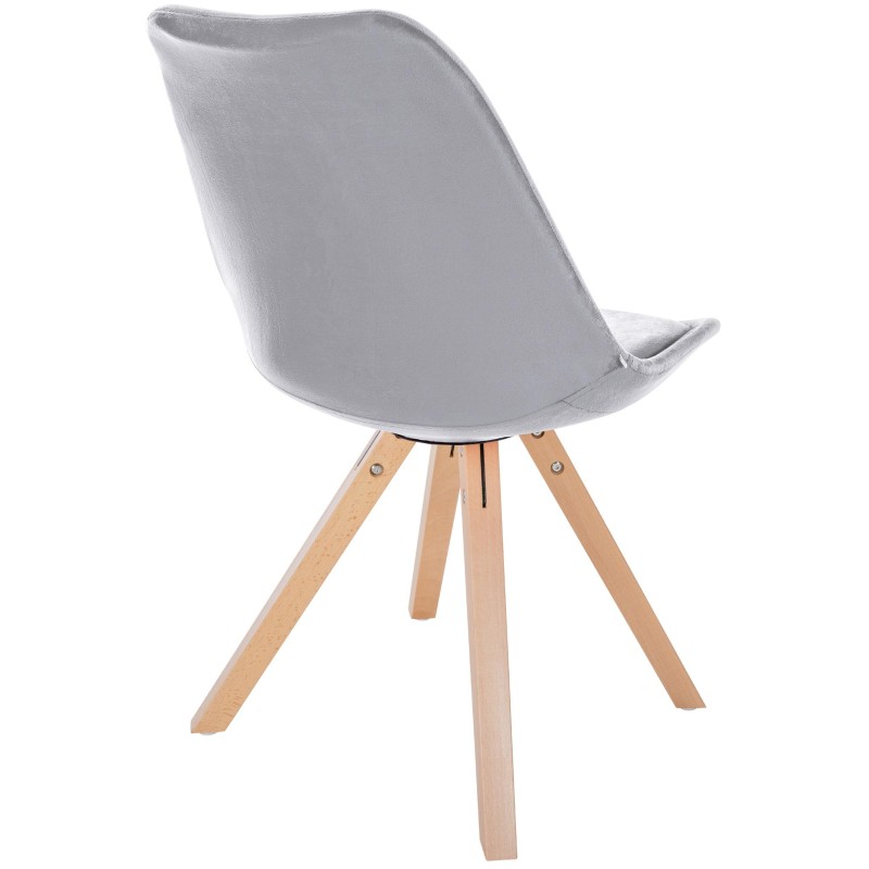 Sillón Sofía, terciopelo, cuadrado, gris claro