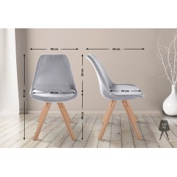 Sillón Sofía, terciopelo, cuadrado, gris claro