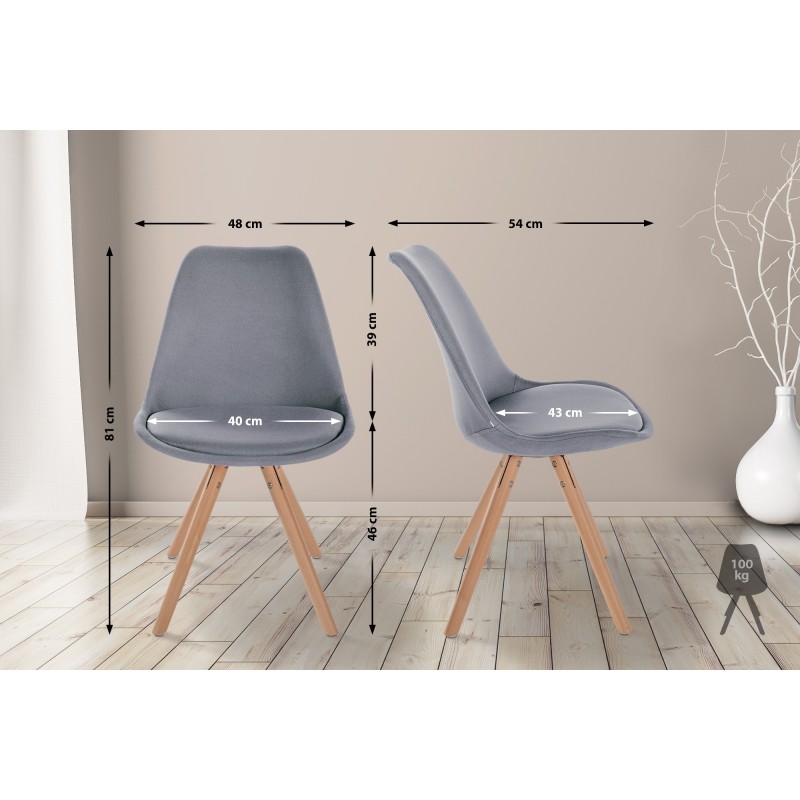 Sillón Sofía, tapizado, redondo, gris claro