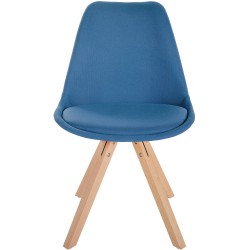 Silla Sofía, tapizada, cuadrada, azul
