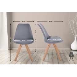 Silla Sofía, tela cuadrada, gris claro