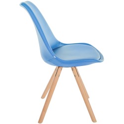 Sillón Sofía, en piel sintética, redondo, azul claro