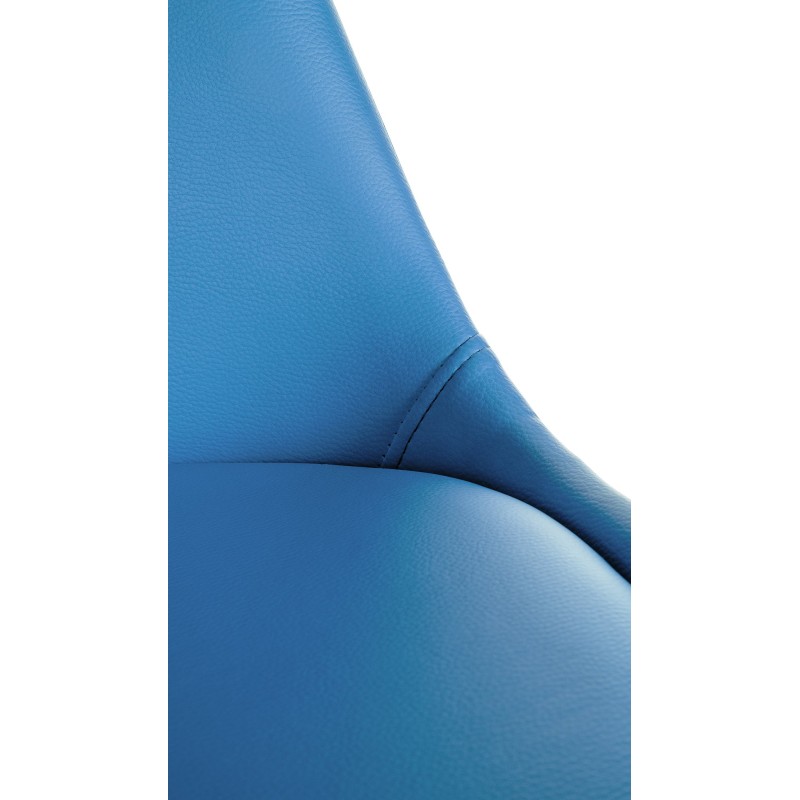 Sillón Sofía, en piel sintética, redondo, azul claro
