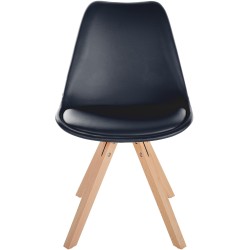 Sillón Sofía, piel sintética, cuadrado, negro