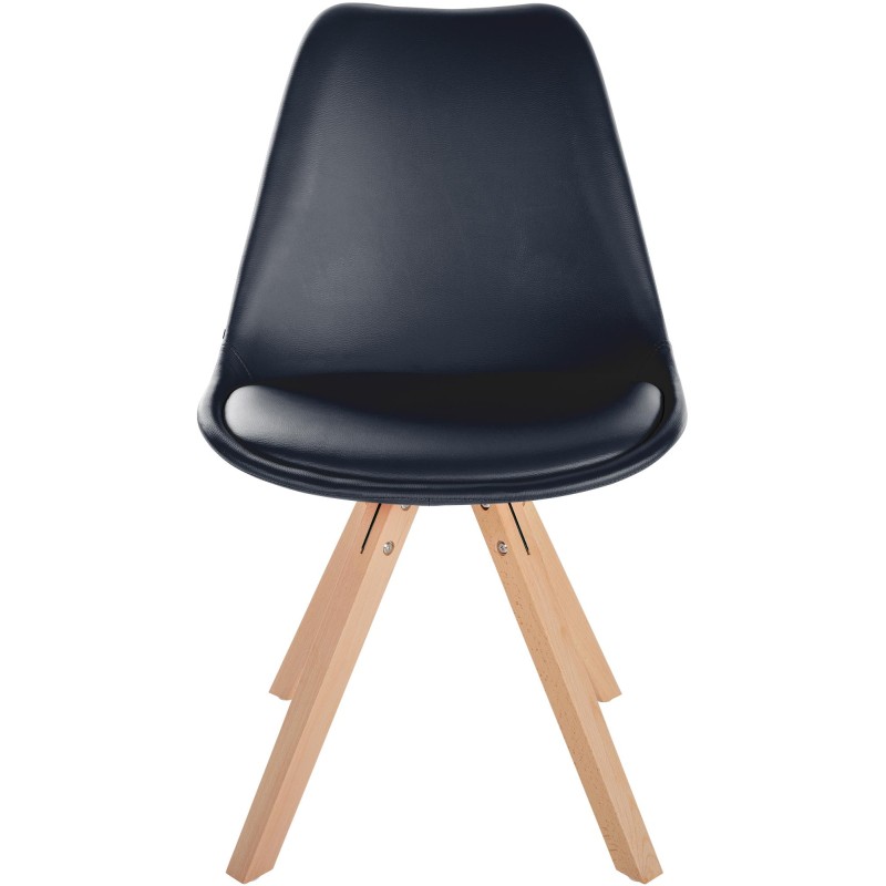 Sillón Sofía, piel sintética, cuadrado, negro