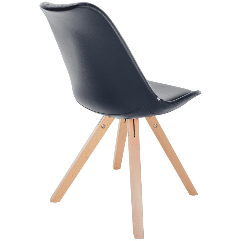 Sillón Sofía, piel sintética, cuadrado, negro