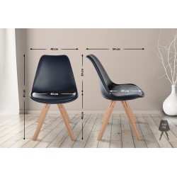 Sillón Sofía, piel sintética, cuadrado, negro