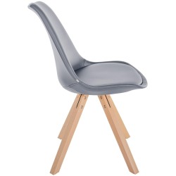 Sillón Sofía, piel sintética, cuadrado gris