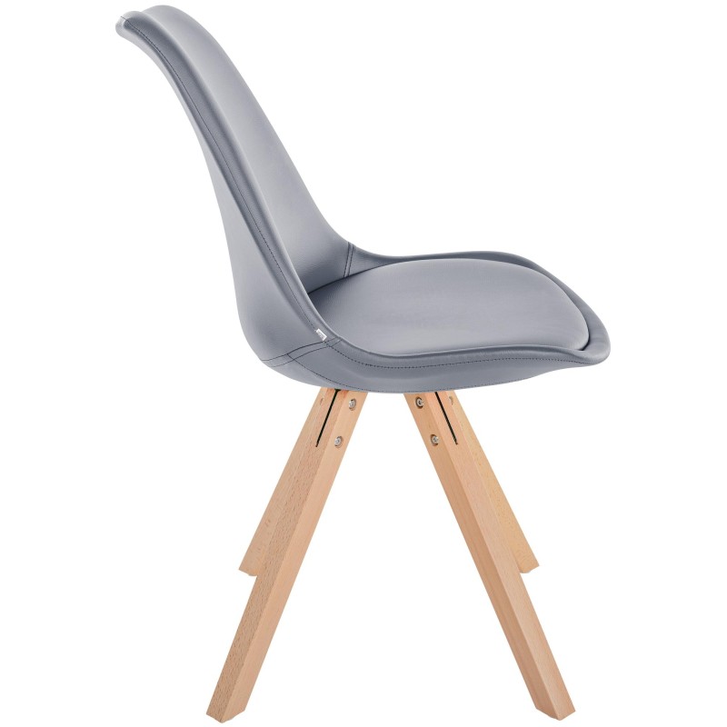 Sillón Sofía, piel sintética, cuadrado gris