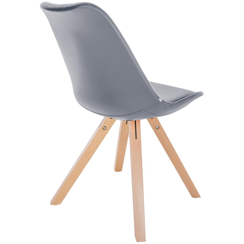 Sillón Sofía, piel sintética, cuadrado gris
