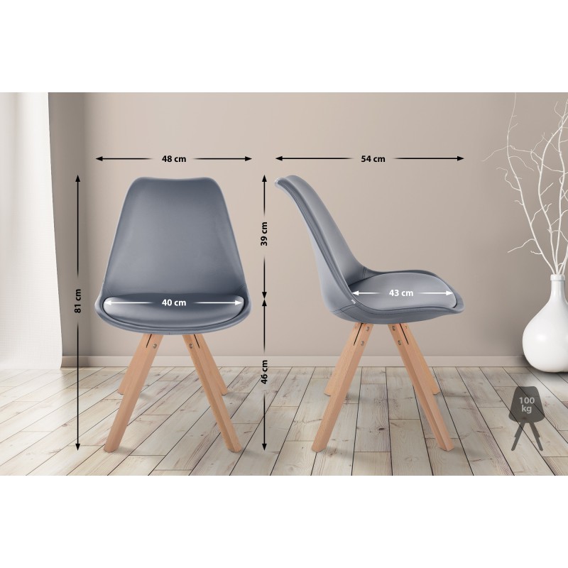 Sillón Sofía, piel sintética, cuadrado gris