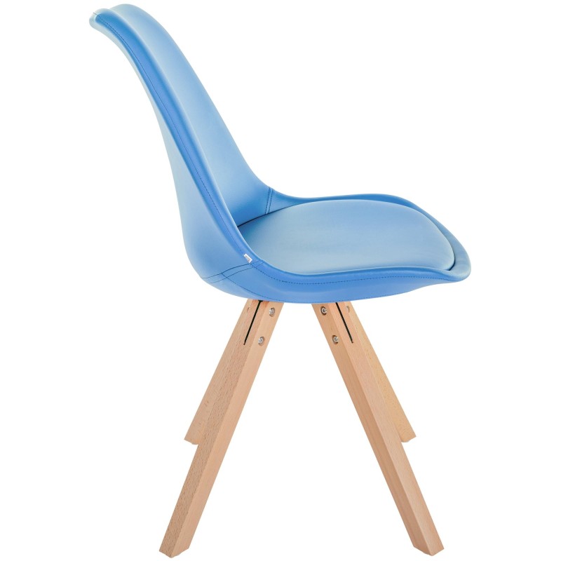 Sillón Sofía, piel sintética, cuadrado, azul claro