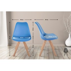 Sillón Sofía, piel sintética, cuadrado, azul claro
