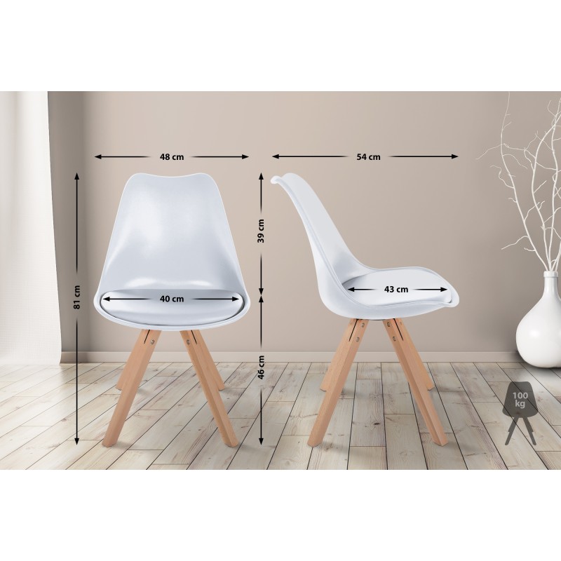 Silla Sofía, de plástico, cuadrada, blanca