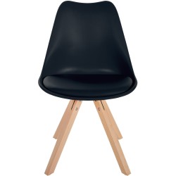 Silla Sofía, de plástico, cuadrada, negra