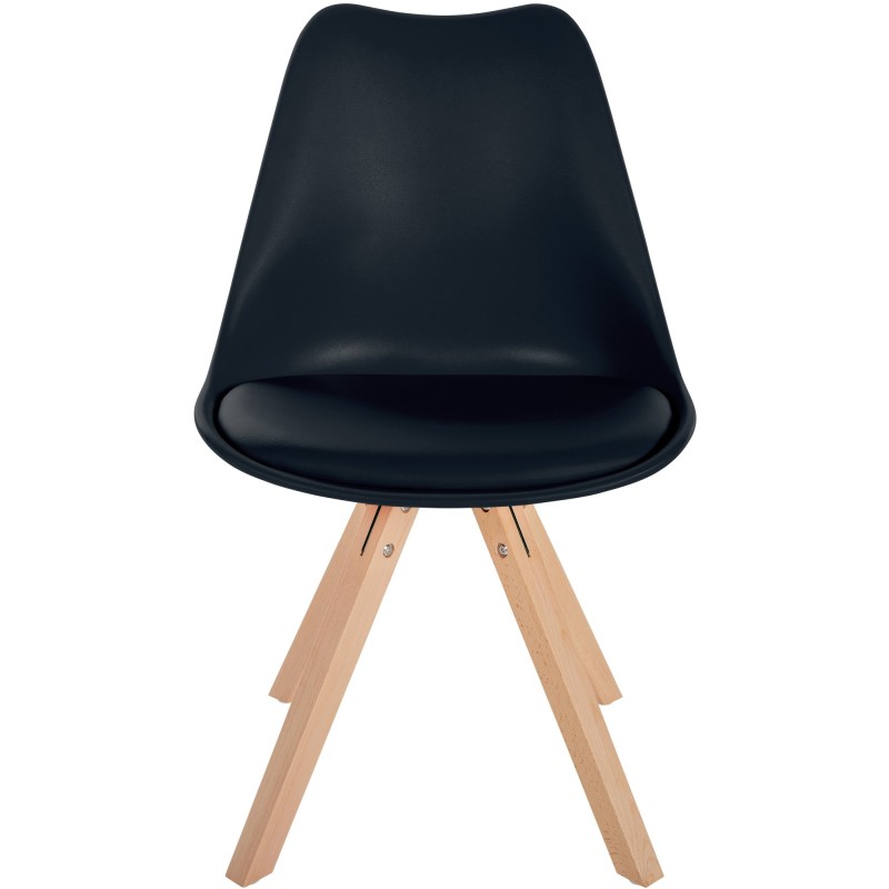 Silla Sofía, de plástico, cuadrada, negra