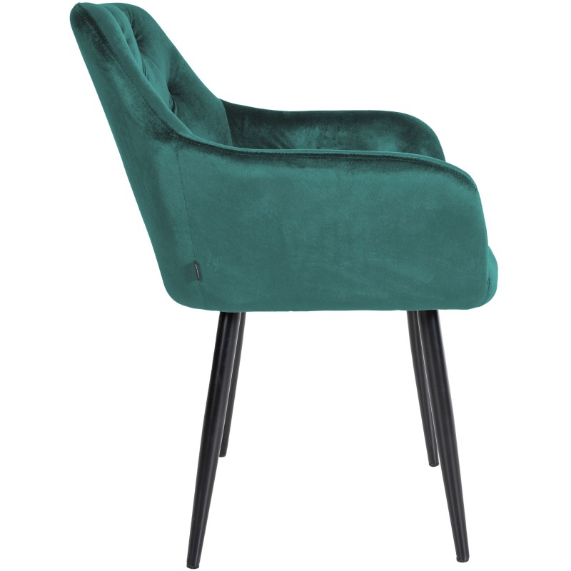 Silla de comedor Stanley, terciopelo verde oscuro