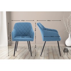 Juego de 2 sillas de comedor Shila, tapizadas en tela azul.