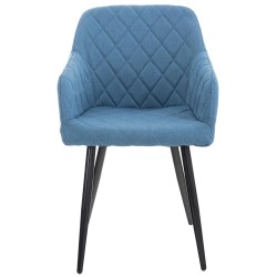 Juego de 2 sillas de comedor Shila, tapizadas en tela azul.