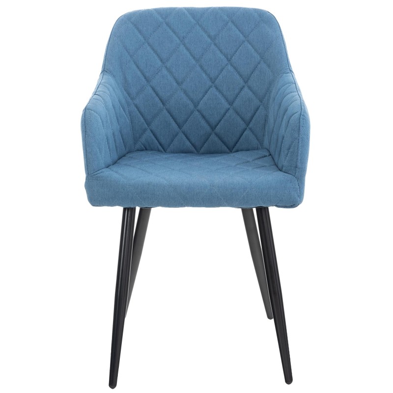Juego de 2 sillas de comedor Shila, tapizadas en tela azul.