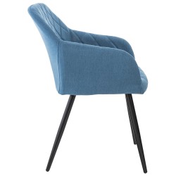Juego de 2 sillas de comedor Shila, tapizadas en tela azul.