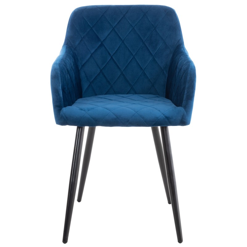 Juego de 2 sillas de comedor Shila en terciopelo azul