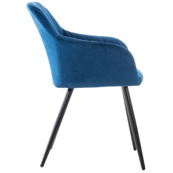 Juego de 2 sillas de comedor Shila en terciopelo azul