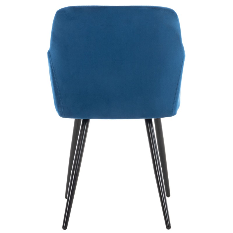 Juego de 2 sillas de comedor Shila en terciopelo azul