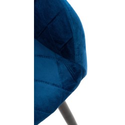 Juego de 2 sillas de comedor Shila en terciopelo azul
