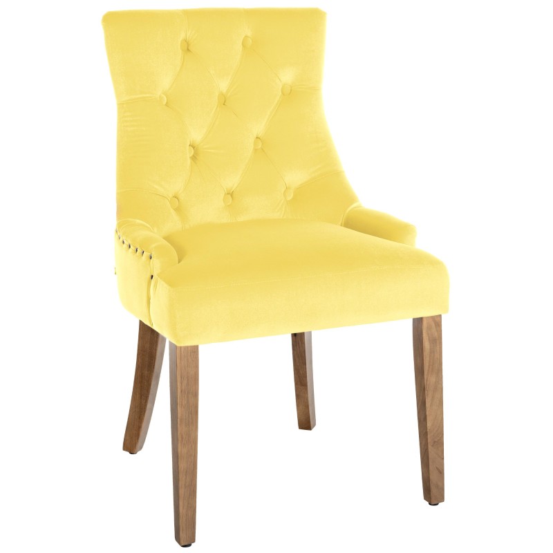 Silla de comedor Aberdeen, terciopelo, amarillo claro antiguo