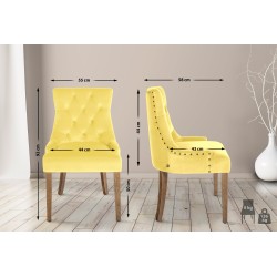 Silla de comedor Aberdeen, terciopelo, amarillo claro antiguo