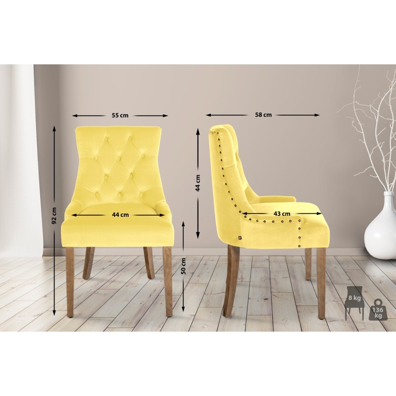Silla de comedor Aberdeen, terciopelo, amarillo claro antiguo