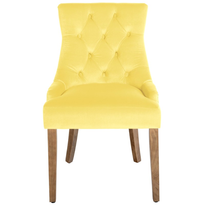 Silla de comedor Aberdeen, terciopelo, amarillo claro antiguo