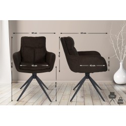 Silla de comedor Vilas, tapizada en tela marrón.