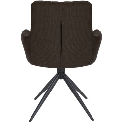 Silla de comedor Vilas, tapizada en tela marrón.