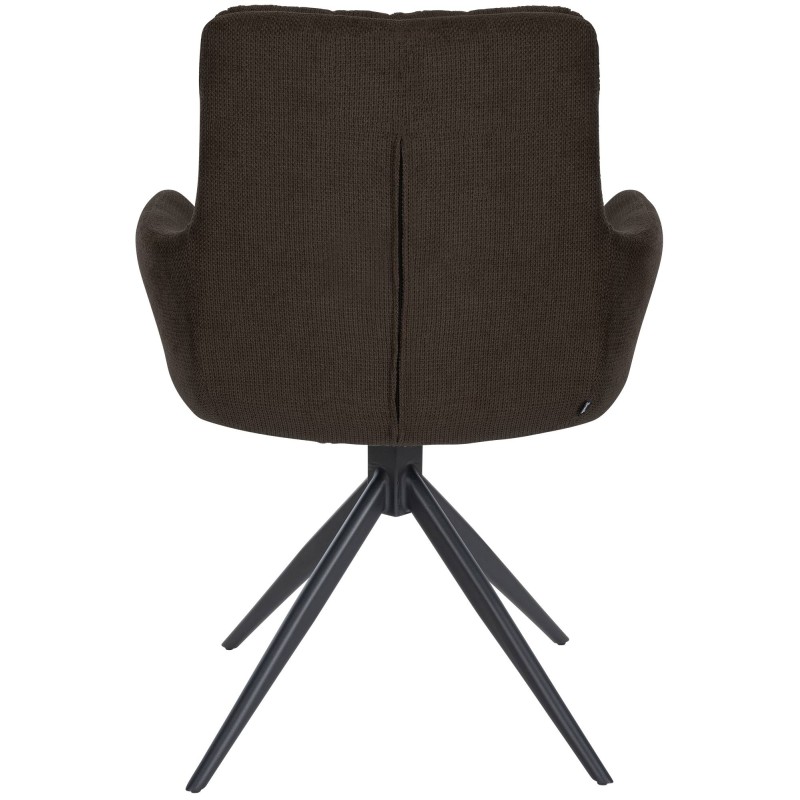 Silla de comedor Vilas, tapizada en tela marrón.