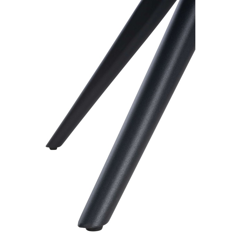 Silla de comedor Vilas, tapizada en tela marrón.