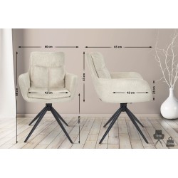 Silla de comedor Vilas, tapizada en tela color crema