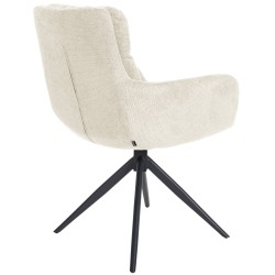 Silla de comedor Vilas, tapizada en tela color crema