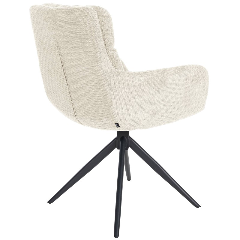 Silla de comedor Vilas, tapizada en tela color crema